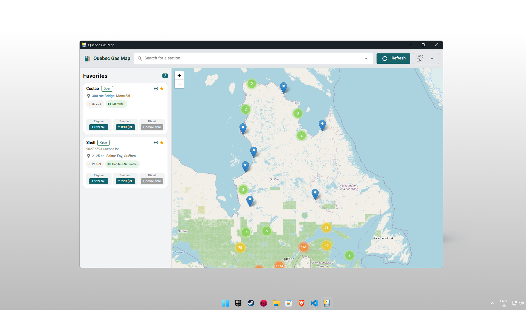 Preview of the Quebec Gas Map project
